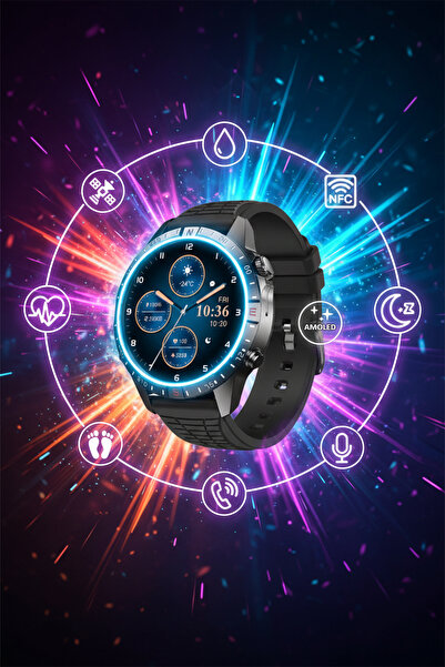 Tekvora AMOLED Ekranlı GPS Destekli NFC Özellikli Sesli Asistanlı Akıllı Saat...