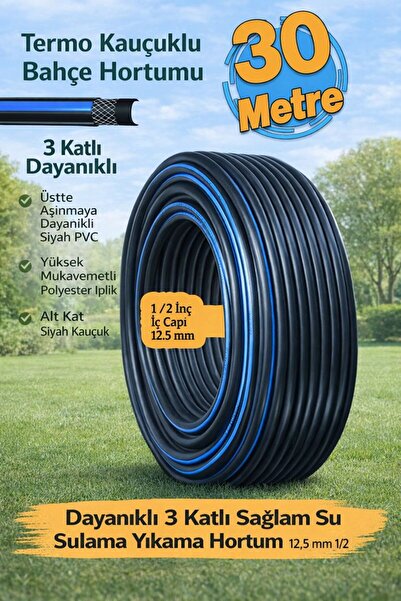 plant-home Thermo Rubberized Garden Hose 30 Meters Durable Water Irrigation a...