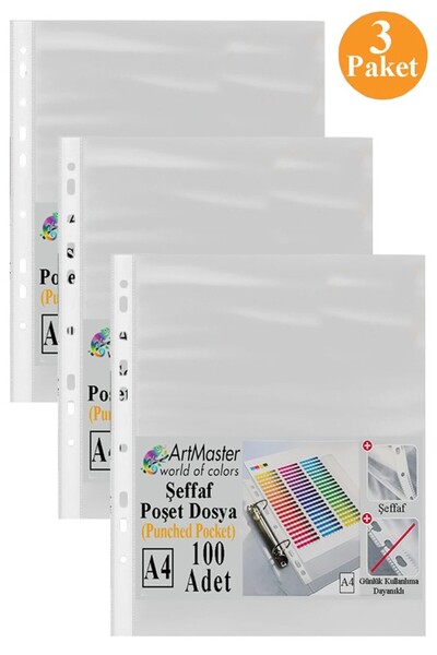 Artmaster Torba za dokumenta 100 komada A-4 providna folija 3 paketa za kance...