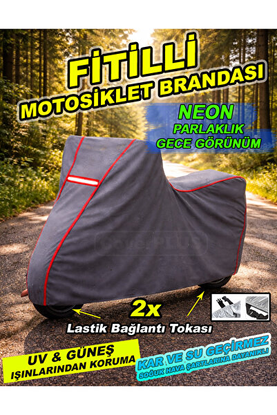 CoverPlus غطاء محرك دراجة نارية Stmax Nett 50 مع شريط عاكس أحمر، غطاء دراجة ن...