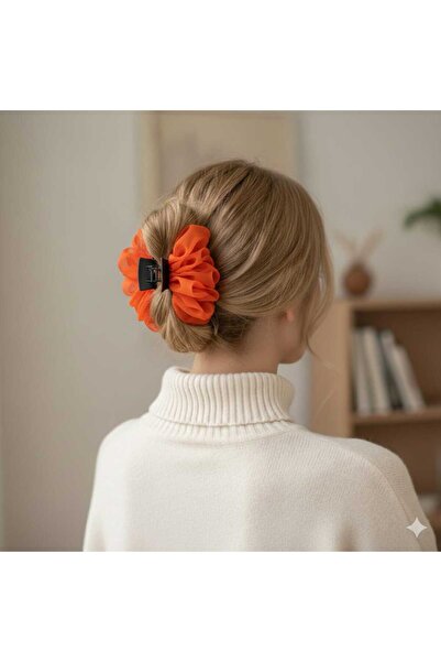 diclecollection Agrafă de păr mare din organza roșie de lux, accesoriu de păr...