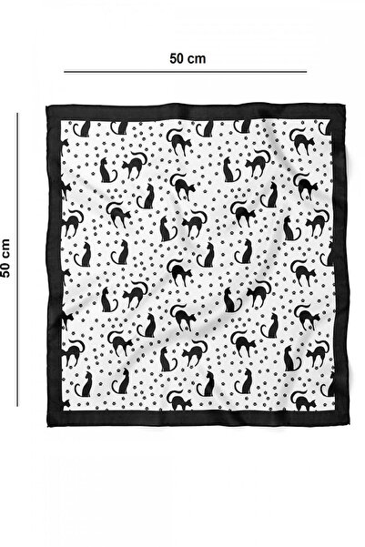 KADIN Kedi desenli dijital baskı fular bandana 50x50 cm