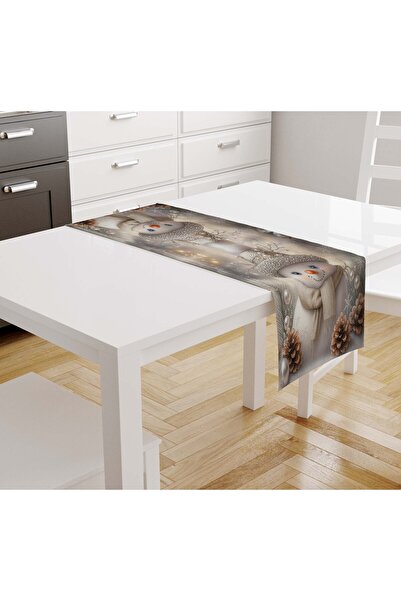 Şah Dekor Husă de masă cu model argintiu tematic de Crăciun de Anul Nou Digit...