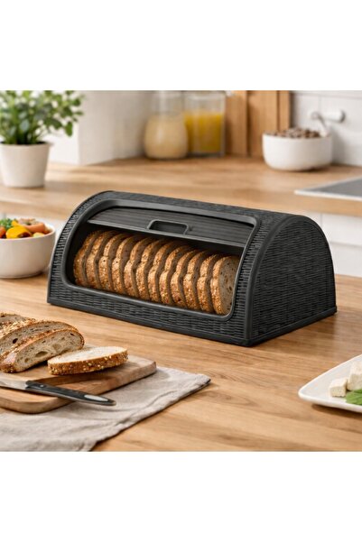 Ovio Ev&Yaşam صندوق خبز مع غطاء منزلق وسلة للخبز