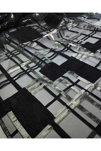 Kumaş Parça Organza Brocade in Black and Green Colors Width: 140