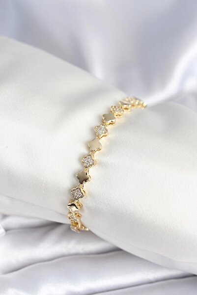 cleovibe النحاس الذهب اللون الزركون حجر البرسيم نموذج سوار المرأة