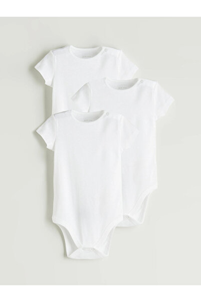 LC Waikiki Lcw Baby Ecru Crew Neck Baby Girl Snap Body 3Pcs