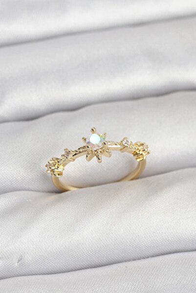 cleovibe خاتم نسائي موديل نجمة من النحاس الأصفر اللون