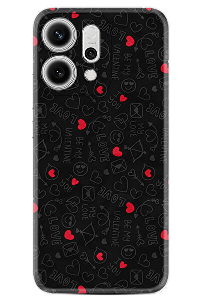 Kılıfland Oppo Reno 14 5G (CPH2737) Kılıf Boutique Baskılı Resimli Siyah Kalp...