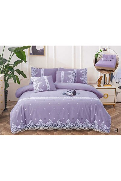 trendyhome Premium Fine Cotton Bed Linen 6 Pieces – Elegant Embroidery, Lace ...
