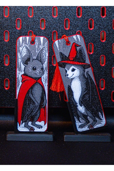 Akgün's علامة كتاب رومانسية - تصميم على شكل خفاش للعشاق، قطعتان