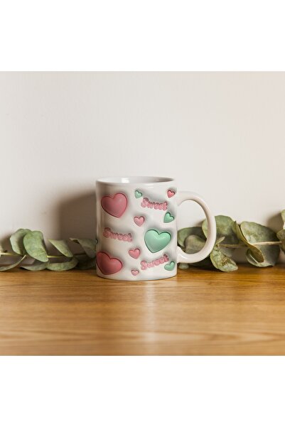 Beramussa Sweet Written Figure Mug – 3D Looking Non-Embossed Heart Patterned ...