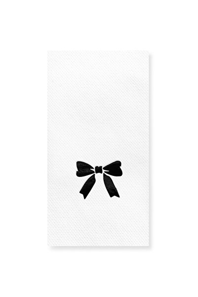 Story مناديل ورقية بيضاء اللون مقاس 40 × 40 سم، مزينة بشريط أسود على شكل فيون...