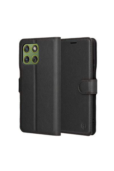 Techsuit - Leather Folio - Motorola Edge 70 - Black