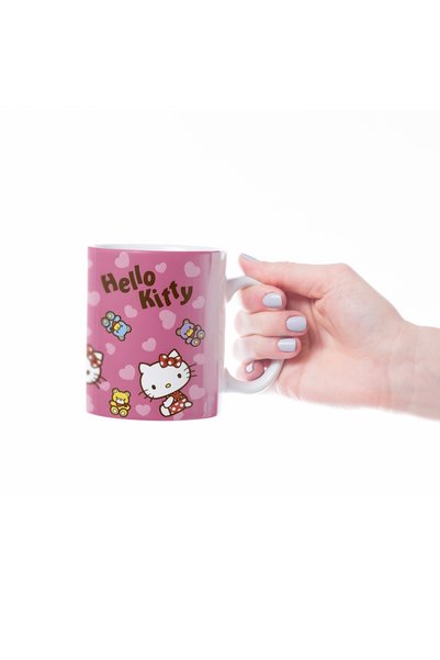 Beramussa Hello Kitty Figürlü Kupa Bardak – Pembe Zemin Sevimli Karakter Tasa...