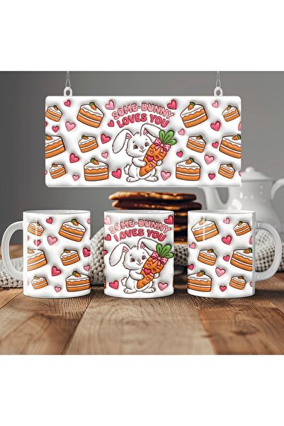 Beramussa Rabbit Figured Mug – Cute Character with Heart 3D Look Embossed Des...