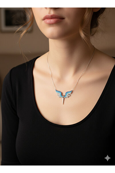 Argento Mikail Meleği Renkli Figürlü Kolye 925 Ayar Gümüş