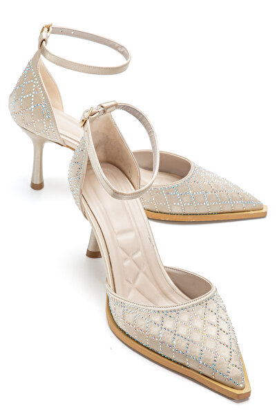 ELEVAM Stone Detailed Women's Evening Dress Heeled Shoes