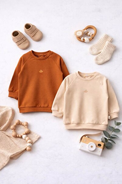The Nest Kids طقم سويت شيرت للأطفال من القطن العضوي من وورم إيرث مكون من قطعت...