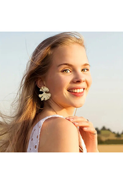 1PARÇAMAVİ Non-Pierced Women's Clip-On Earrings - Zinc Leaf Model