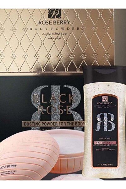 roseberry بودرة للجسم برائحة الورد الأسود بتركيز عالٍ + زيت عطري مرطب