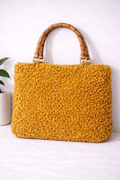 BY AKTEPE STORE Handmade Plush Knitted Women's Bag – Winter & Daily Shoulder Bag