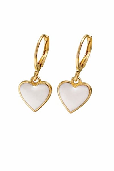 OEM Elegant Heart Pendant Earrings, White Gold