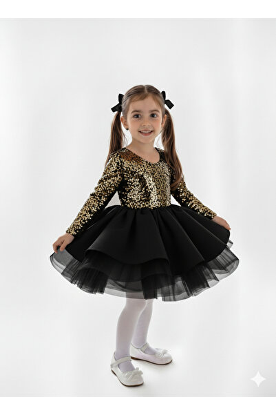 shop Kız Çoçuk Gold Payet Elbise,Kız Çocuk Abiye Elbise