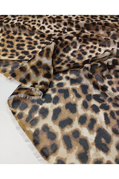 Kumaş Parça Leopar Desen Şifon Kumaş (En 150 cm x Boy 100 cm)