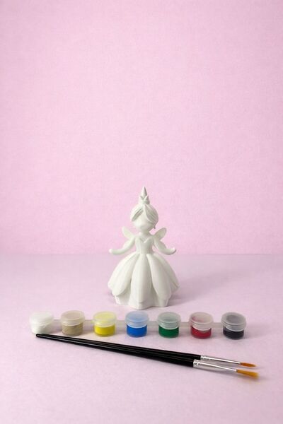 NOVATECH İNOVASYON Peri Figürlü Boyama Seti / 7 Renk - 2 Fırça / Sevgiliyle A...