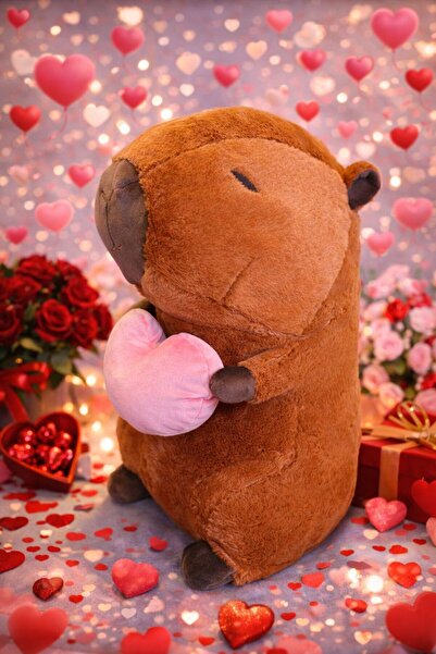 hamiyetkirtasiye Capybara Sevgililer Günü Hediyesi Kalpli Büyük Dev Peluş 50 CM