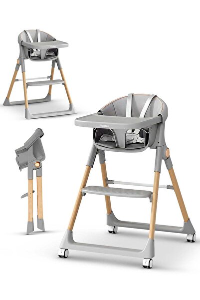 BAYBEE كرسي طعام 3 في 1 مع ارتفاع قابل للتعديل وصينية، وحزام أمان خماسي النقا...