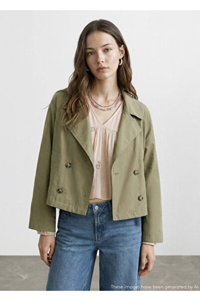 Mango Teen Crop klapalı trençkot