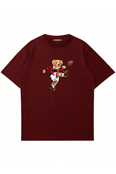 Mad&Calf Unisex Footballer Teddy Printed Crew Neck Oversized Tshirt