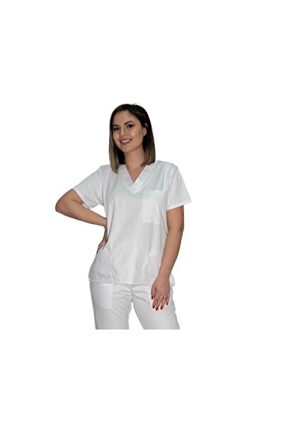 LifeStyle Medical Bluza medicala cu maneca scurta dama tercot, M, alba