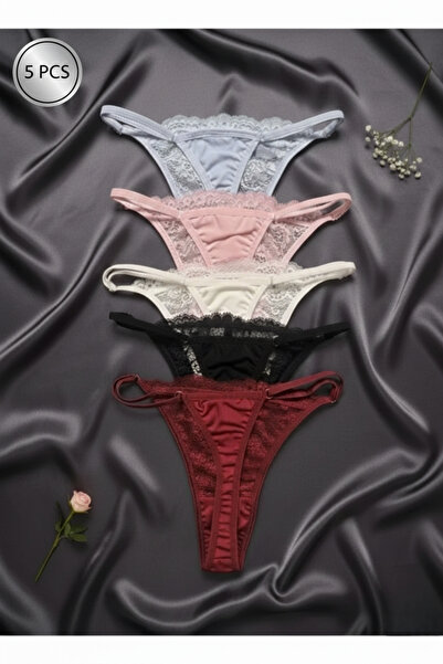 Estilo Lingerie Chiloți tanga cu detaliu din dantelă, cu talie reglabilă, chi...