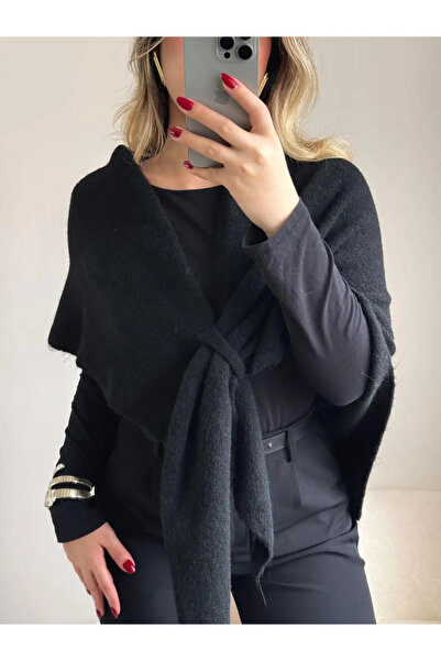 LEROSY CO. Şal triunghiular cu textura moale, negru