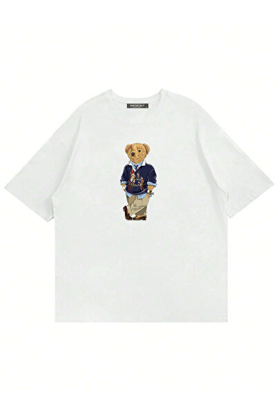 Mad&Calf Unisex Teddy Dady Printed Crew Neck Oversized Tshirt