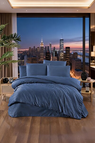 Comfort Craft Double Satin Duvet Cover Set - Striped - Satin Fabric - 100% Co...