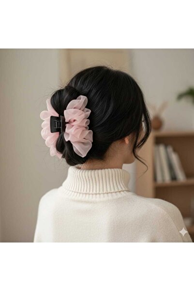 diclecollection Ροζ Πολυτελής Οργάντζα Μεγάλη Κλιπ Μαλλιών Γυναικεία Αξεσουάρ...