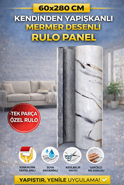 UKAB DEKOR 60x280 Cm Tek Parça Rulo Lüks Dekoratif Duvar Paneli Wc Banyo Salon