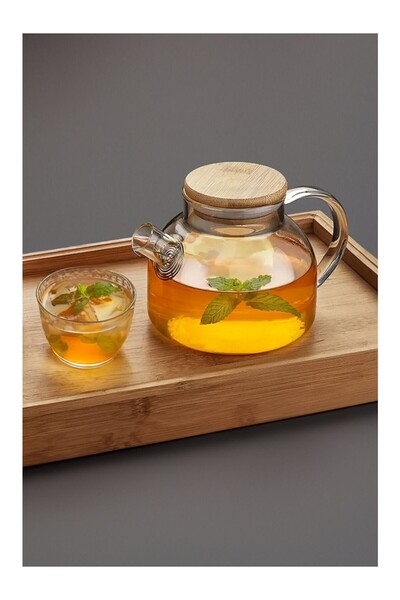 LAVİNİA Cambu (lilamor)Bambu Zarafeti, Isıya Dayanıklı 1100ml Süzgeçli Cam De...