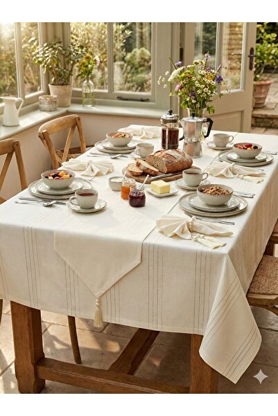 Sfr Home by FİSKOS Carmen Dining Table Cloth Set for 12 People 26 Pieces