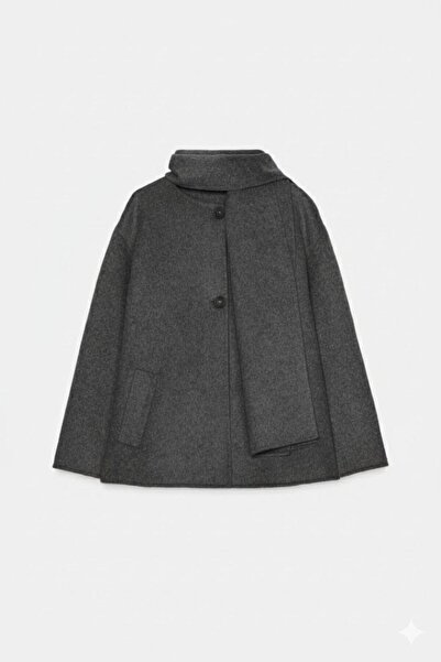 Massilayda Atkılı Kadın Kaşe Kaban – Düğmeli, Günlük ve Şık Kaban