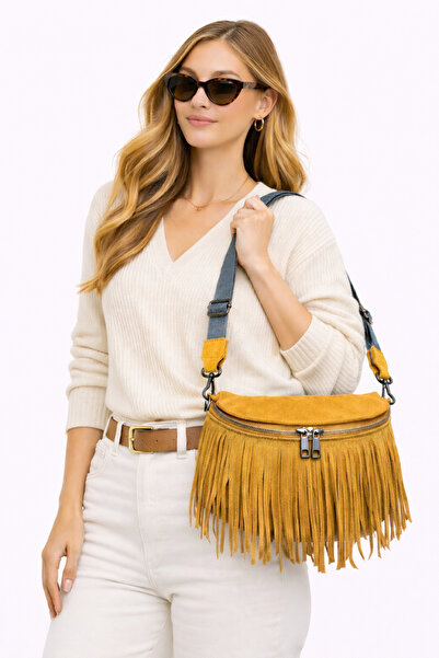 HBS Suede Tassel Strap Bag – Everyday Use, Stylish Design, Adjustable Strap a...