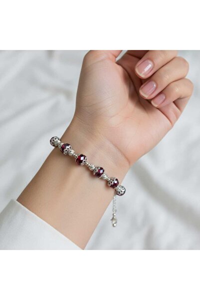 Ralp Moda Red Stone Silver Lucky Bracelet Silver Colored Sapphire Red
