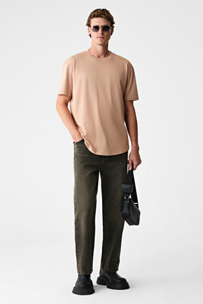 GRIMELANGE Mono Men's Organic Cotton Crew Neck Short Sleeve Regular Fit Salmo...