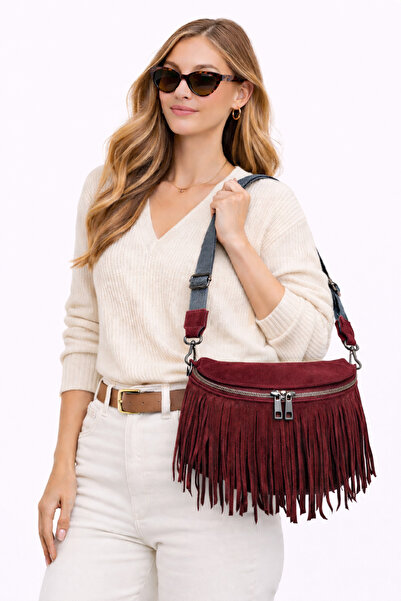 HBS Suede Tassel Strap Bag – Everyday Use, Stylish Design, Adjustable Strap a...