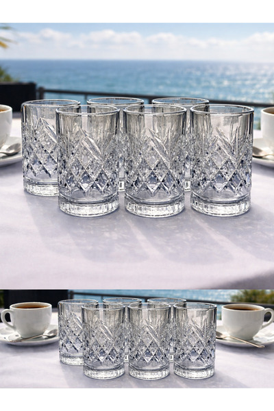 MADAME LUDA Crystal Glass Timess 6-Piece Tea Cup Set for 6 People.