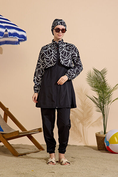 GAVLİA Women's Hijab Swimsuit 4-Piece Set - Full Coverage with Zipper..